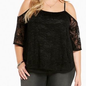 Torrid Black Lace Cold Shoulder Top